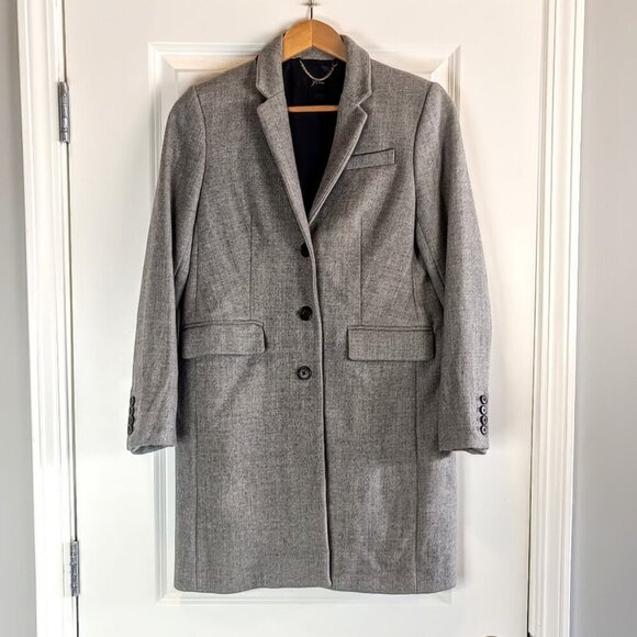 J. Crew Regent Grey Wool Top Coat 4P - Picture 3 of 9